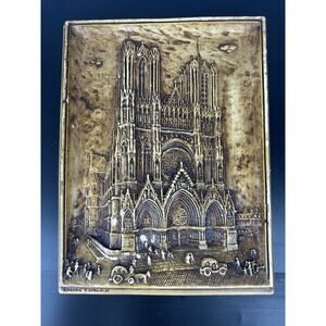 Ivorex Osborne Plaque Rheims Cathedral Made In England VTG Stone